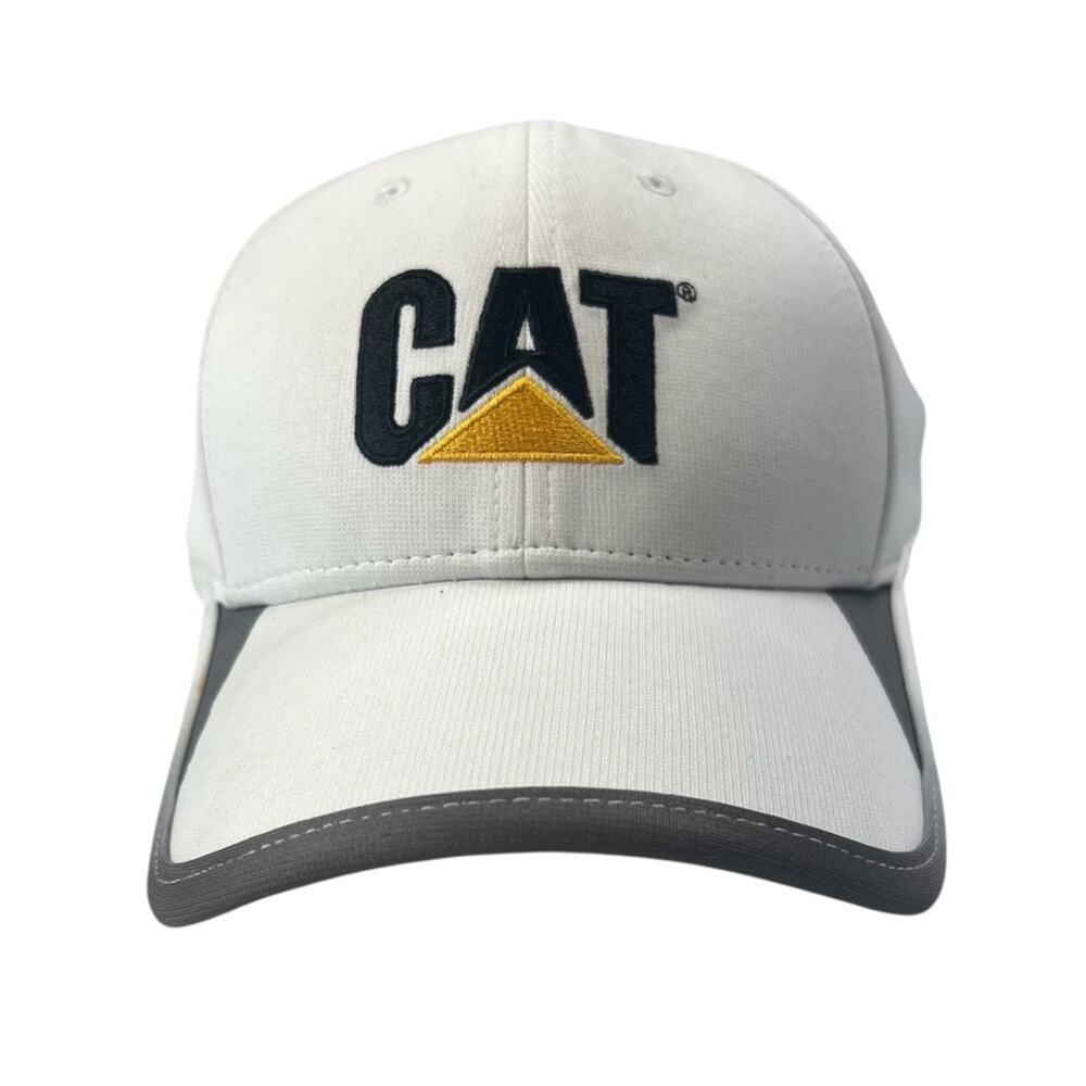 Caterpillar CAT Baseball Cap OS Adjustable White Gray Trucker Hat Unisex Outdoor